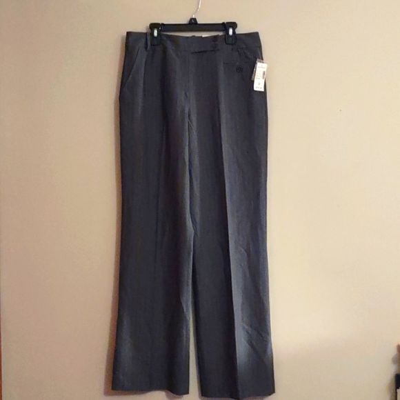 New Dressbarn‎ Women's Sz 8 Classic Signature fit gray dress pants purple stripe - Picture 1 of 9